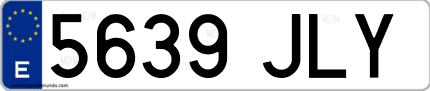 Ejemplo de matrícula de coche ordinaria 5639 JLY