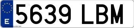 Ejemplo de matrícula española 5639 LBM