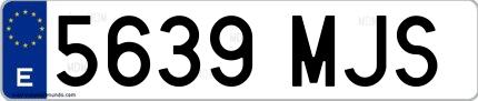 Ejemplo de matrícula española 5639 MJS