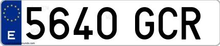 Ejemplo de matrícula española 5640 GCR
