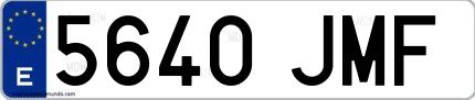 Ejemplo de matrícula española 5640 JMF