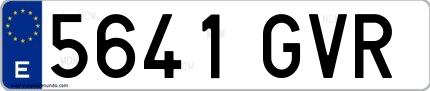 Ejemplo de matrícula española 5641 GVR