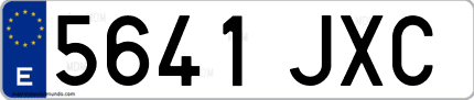 Ejemplo de matrícula de coche ordinaria 5641 JXC
