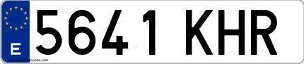 Ejemplo de matrícula española 5641 KHR