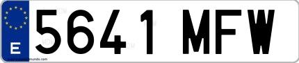 Ejemplo de matrícula española 5641 MFW