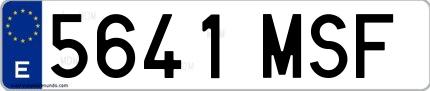 Ejemplo de matrícula española 5641 MSF