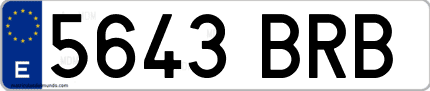 Ejemplo de matrícula de coche ordinaria 5643 BRB