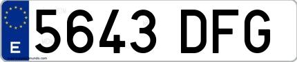 Ejemplo de matrícula española 5643 DFG