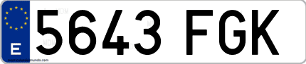 Ejemplo de matrícula de coche ordinaria 5643 FGK