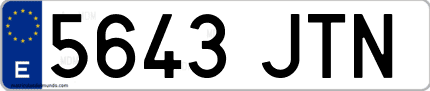 Ejemplo de matrícula de coche ordinaria 5643 JTN