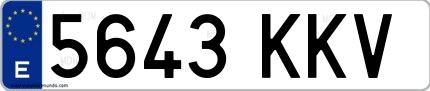 Ejemplo de matrícula española 5643 KKV