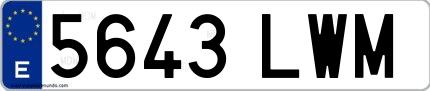 Ejemplo de matrícula española 5643 LWM