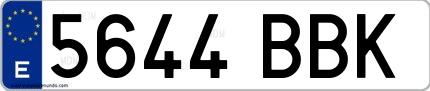 Ejemplo de matrícula española 5644 BBK