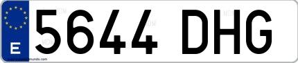 Ejemplo de matrícula española 5644 DHG