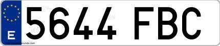 Ejemplo de matrícula española 5644 FBC