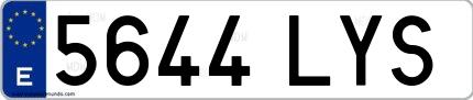 Ejemplo de matrícula española 5644 LYS
