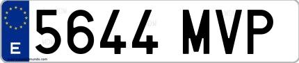 Ejemplo de matrícula española 5644 MVP