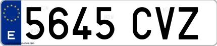 Ejemplo de matrícula española 5645 CVZ
