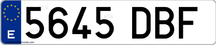 Ejemplo de matrícula de coche ordinaria 5645 DBF