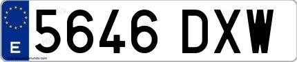 Ejemplo de matrícula española 5646 DXW