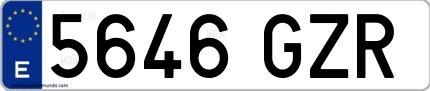 Ejemplo de matrícula española 5646 GZR
