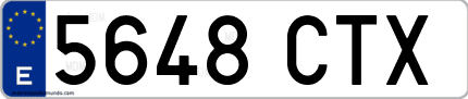 Ejemplo de matrícula de coche ordinaria 5648 CTX