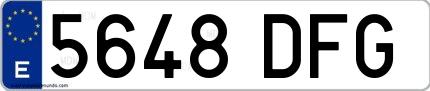 Ejemplo de matrícula española 5648 DFG