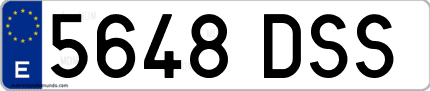 Ejemplo de matrícula de coche ordinaria 5648 DSS