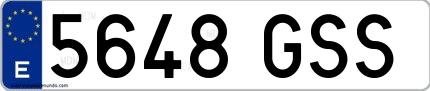Ejemplo de matrícula española 5648 GSS