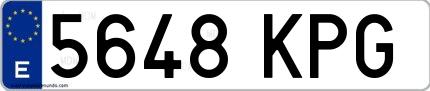 Ejemplo de matrícula española 5648 KPG