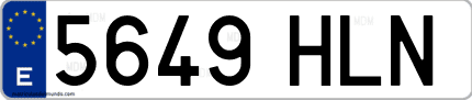 Ejemplo de matrícula de coche ordinaria 5649 HLN