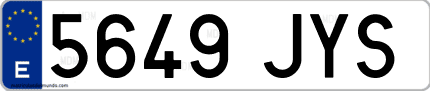 Ejemplo de matrícula de coche ordinaria 5649 JYS