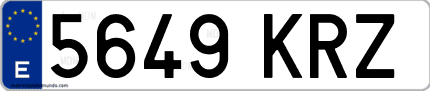 Ejemplo de matrícula de coche ordinaria 5649 KRZ