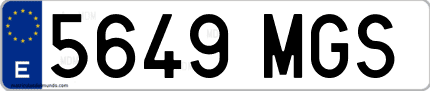 Ejemplo de matrícula de coche ordinaria 5649 MGS