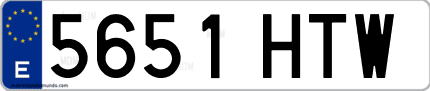 Ejemplo de matrícula de coche ordinaria 5651 HTW