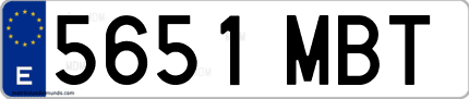 Ejemplo de matrícula de coche ordinaria 5651 MBT