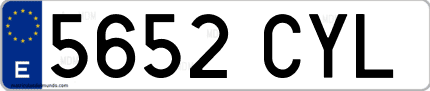 Ejemplo de matrícula de coche ordinaria 5652 CYL