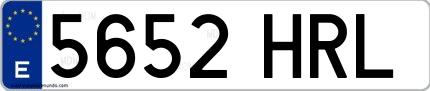 Ejemplo de matrícula española 5652 HRL