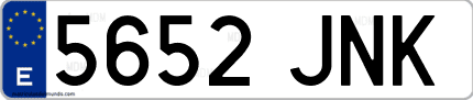 Ejemplo de matrícula de coche ordinaria 5652 JNK