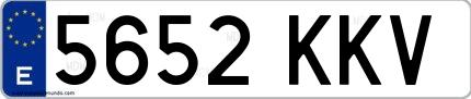 Ejemplo de matrícula española 5652 KKV