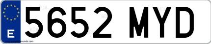 Ejemplo de matrícula española 5652 MYD