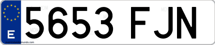 Ejemplo de matrícula de coche ordinaria 5653 FJN