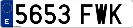 Ejemplo de matrícula de coche ordinaria 5653 FWK
