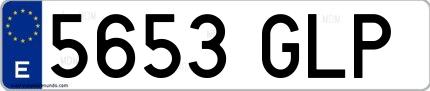 Ejemplo de matrícula española 5653 GLP