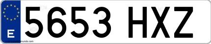 Ejemplo de matrícula española 5653 HXZ