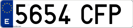 Ejemplo de matrícula de coche ordinaria 5654 CFP