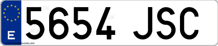 Ejemplo de matrícula de coche ordinaria 5654 JSC