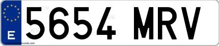 Ejemplo de matrícula española 5654 MRV