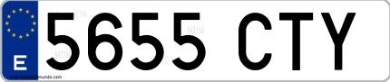 Ejemplo de matrícula española 5655 CTY