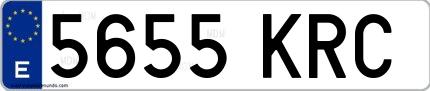 Ejemplo de matrícula española 5655 KRC
